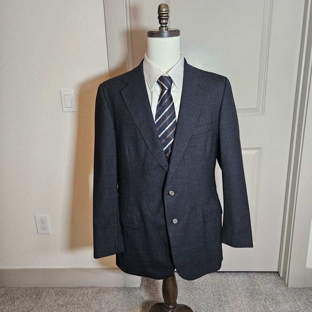 RALPH LAUREN POLO University Club Blazer Sport Coat Black 2 Buttons Wool Sz 40